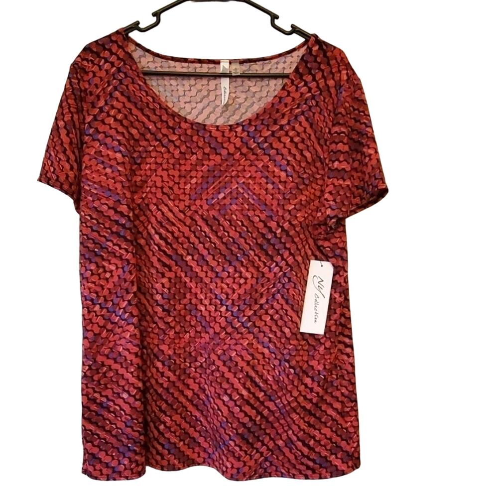 NY Collection Red/Purple Circle Pattern Top, NWT